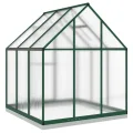 Gewächshaus mit Fundamentrahmen Aluminium Grün 169x169x202 cm UV-beständig mit Polycarbonatplatten und Lüftungsfenster für Pflanzenhaus Gemüseanbau und Pflanzenschutz im Garten - Thumbnail 4