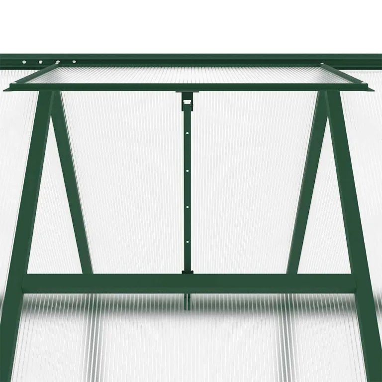 Gewächshaus mit Fundamentrahmen Aluminium grün 224x169x195 cm wetterfestes Treibhaus für Garten Balkon Terrasse, UV-beständiges Polycarbonat Pflanzenhaus mit Lüftung und regensicherem – Bild 7