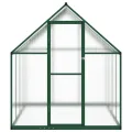 Gewächshaus mit Fundamentrahmen Aluminium grün 224x169x195 cm wetterfestes Treibhaus für Garten Balkon Terrasse, UV-beständiges Polycarbonat Pflanzenhaus mit Lüftung und regensicherem - Thumbnail 2