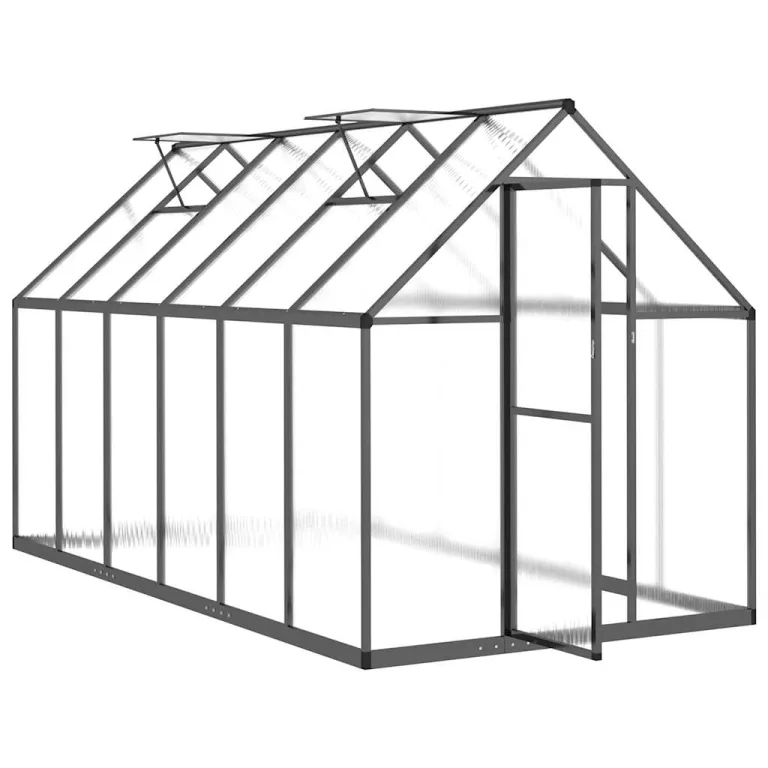 Alu-Gewächshaus mit Fundamentrahmen Anthrazit 334 x 169 x 195 cm – Bild 6