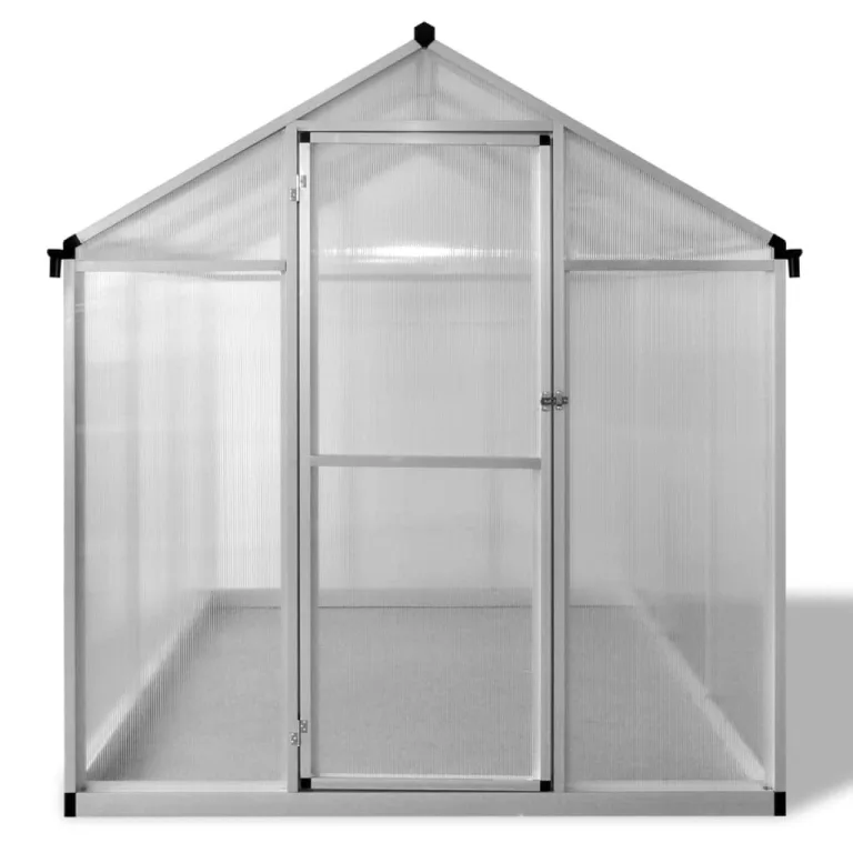 Gehärtetes Aluminium Gewächshaus 3,46 m² mit UV-beständigen Polycarbonatplatten, Lüftung, Dachrinnensystem, stabil für Garten, Balkon, Terrasse, Winterfest und begehbar – Bild 8