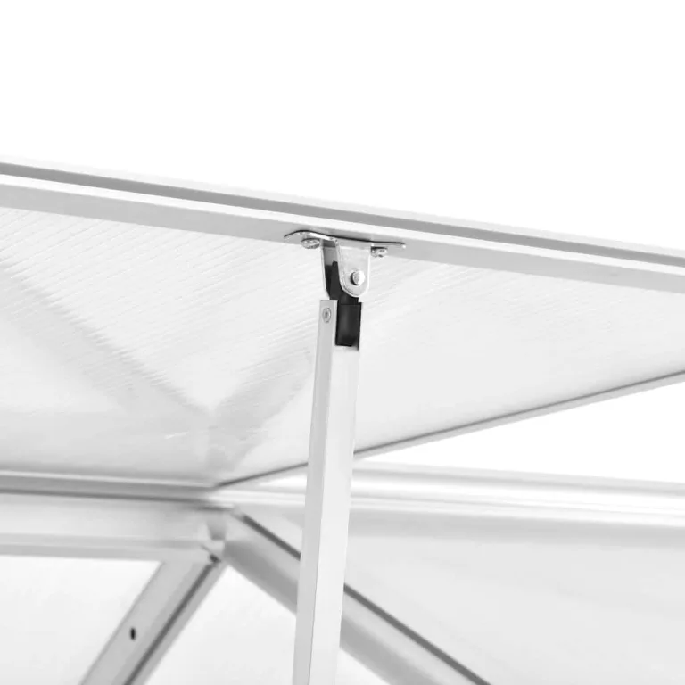 Gewächshaus Aluminium 421x190x195 cm mit Polycarbonatplatten 15,6 m³ Volumen 8 m² Fläche begehbar stabil für Tomatenhaus Gemüseanbau und Pflanzenschutz im Garten Balkon Terrasse – Bild 6