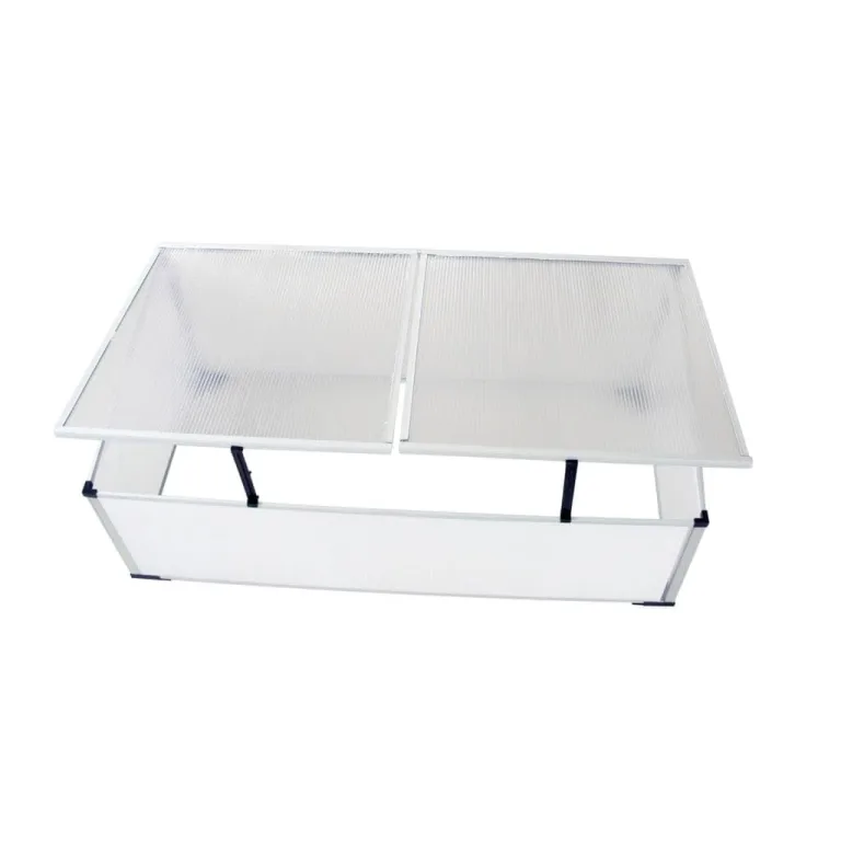 Frühbeet ohne Boden Polycarbonat mit 2 Deckeln Aluminiumrahmen 110x41x55 cm wetterfest UV-beständig für Gemüseanbau Pflanzenhaus Garten Balkon Terrasse Outdoor – Bild 4