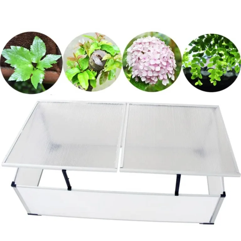 Frühbeet ohne Boden Polycarbonat mit 2 Deckeln Aluminiumrahmen 110x41x55 cm wetterfest UV-beständig für Gemüseanbau Pflanzenhaus Garten Balkon Terrasse Outdoor – Bild 5