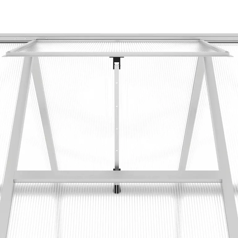 Gewächshaus mit Fundamentrahmen Aluminium Silber 334x169x195cm begehbar mit UV-beständigen Polycarbonatplatten für Pflanzenhaus, Tomatenhaus, Pflanzenschutz, Gemüseanbau, Balkon – Bild 7