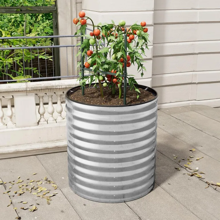 Warmiehomy 80 x 80 x 80 cm rundes Metall Hochbeet, Hochbeet aus verzinktem Stahl mit Gummikante, Stabil mit Querstreben, Gartenbeet aus für Gemüse Kräuter Blumen und Obst, Green – Bild 2