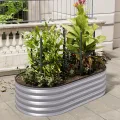 Warmiehomy 80 x 80 x 80 cm rundes Metall Hochbeet, Hochbeet aus verzinktem Stahl mit Gummikante, Stabil mit Querstreben, Gartenbeet aus für Gemüse Kräuter Blumen und Obst, Green - Thumbnail 7