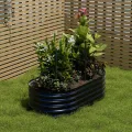 Warmiehomy 80 x 80 x 80 cm rundes Metall Hochbeet, Hochbeet aus verzinktem Stahl mit Gummikante, Stabil mit Querstreben, Gartenbeet aus für Gemüse Kräuter Blumen und Obst, Green - Thumbnail 8