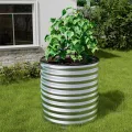 Warmiehomy 80 x 80 x 80 cm rundes Metall Hochbeet, Hochbeet aus verzinktem Stahl mit Gummikante, Stabil mit Querstreben, Gartenbeet aus für Gemüse Kräuter Blumen und Obst, Green - Thumbnail 1