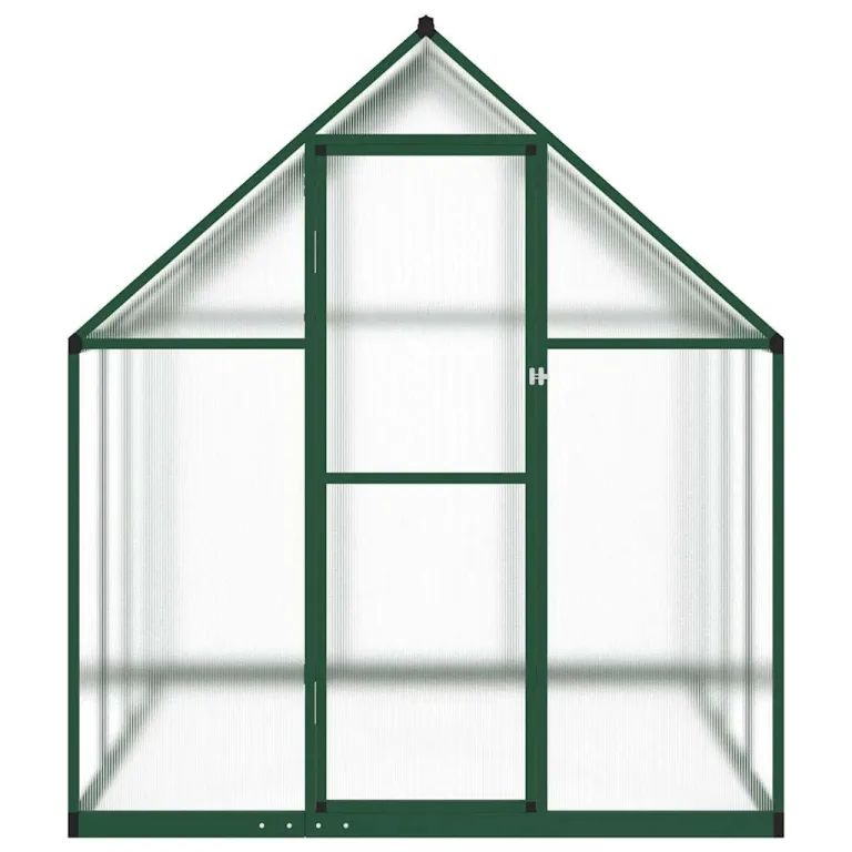 Gewächshaus mit Fundamentrahmen aus Aluminium 224x169x195 cm grün, UV-beständige Polycarbonatplatten, begehbar und windstabil für Garten, Balkon, Terrasse, Gemüseanbau, Pflanzenschutz – Bild 2