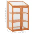 Tannenholz Gewächshaus 60x45x100 cm mit PC-Platten, 2 Regalen und Klappdeckel für Pflanzen, Blumen und Kräuter, stabiles Pflanzhaus für den Außenbereich - Thumbnail 7