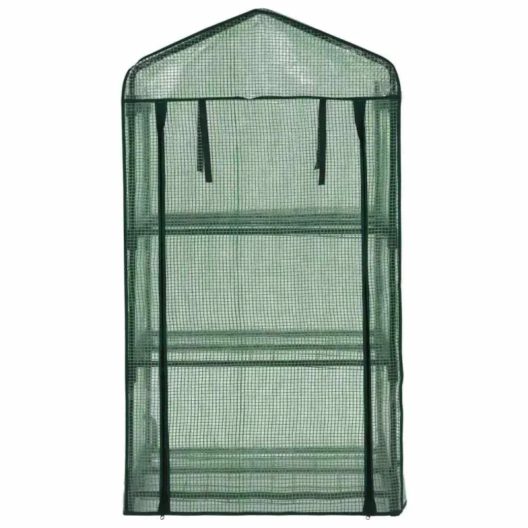 3-stufiges Mini-Gewächshaus 69x49x125 cm mit Stahlrohrrahmen, Polyethylen-Außenhülle und Rolltür mit Reißverschluss für einfachen Zugang und Belüftung, ideal für Topfpflanzen – Bild 4