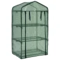 3-stufiges Mini-Gewächshaus 69x49x125 cm mit Stahlrohrrahmen, Polyethylen-Außenhülle und Rolltür mit Reißverschluss für einfachen Zugang und Belüftung, ideal für Topfpflanzen - Thumbnail 3