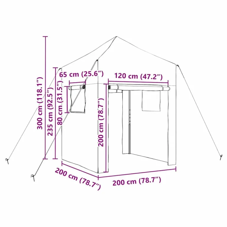 Pop-up Gewächshaus mit Eisenrahmen Grün 200 x 200 x 300 cm, begehbares Treibhaus für Garten Terrasse Beet, Folientunnel für Tomatenhaus, Frühbeet und frostgeschützte Anzucht – Bild 9