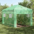 Pop-up Gewächshaus mit Eisenrahmen Grün 200 x 200 x 300 cm, begehbares Treibhaus für Garten Terrasse Beet, Folientunnel für Tomatenhaus, Frühbeet und frostgeschützte Anzucht - Thumbnail 10