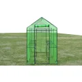 Gewächshaus Stahl XL, Treibhaus Folientunnel mit 2 Regalen, Tomatenhaus und Frühbeet für Anzucht, Überwinterung, Frostschutz, Garten, Balkon und Terrasse, 120 x 240 x 190 cm - Thumbnail 2