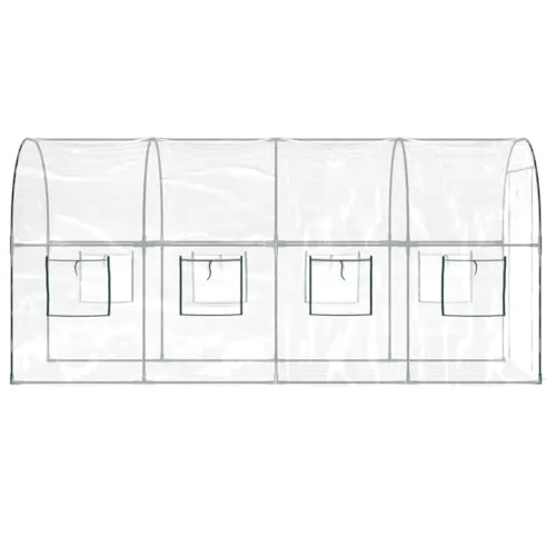 Gewächshaus Transparent 160 x 400 x 190 cm PVC und Stahl, Folientunnel mit 8 Fenstern, Tür und Lüftung für Tomatenhaus, Frühbeet, Pflanzhaus, Anzucht, Überwinterung, Frostschutz im Garten – Bild 9