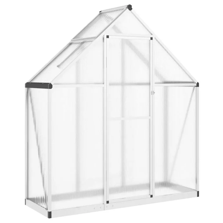 Gewächshaus 169 x 58 x 195 cm – lüftbares Alu-Gewächshaus mit eingebauter Regenrinne und 6 cm Fundamentprofil, silbern/transparent, für Pflanzenschutz im Garten – Bild 1