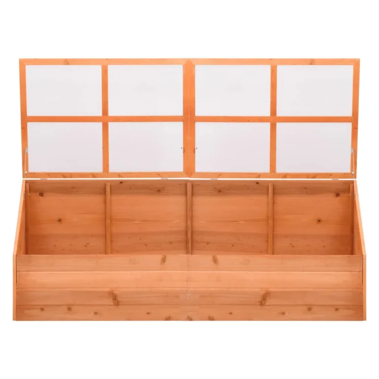 Frühbeet Holz 180x57x62 cm – Gewächshaus mit 8 witterungsbeständigen PC-Platten, offener Unterseite und wasserfestem Holzrahmen für Kräuter, Gemüse & Setzlinge im Garten – Bild 3
