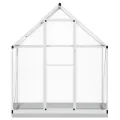 Gewächshaus mit Fundamentrahmen Silbern 169x58x202cm Aluminium Polycarbonat 4 mm, Treibhaus mit Lüftungsfenster und Flügeltür, Schutz für Anzucht überwinterung im Garten - Thumbnail 2