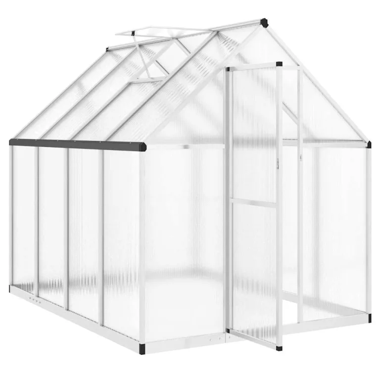 Gewächshaus mit Fundamentrahmen aus Aluminium, 224x169x195 cm, 3,79 m2, Polycarbonat 4 mm, UV-beständig, mit Lüftungsfenster, Regenrinnen, für Tomatenhaus und Frostschutz im Garten – Bild 5