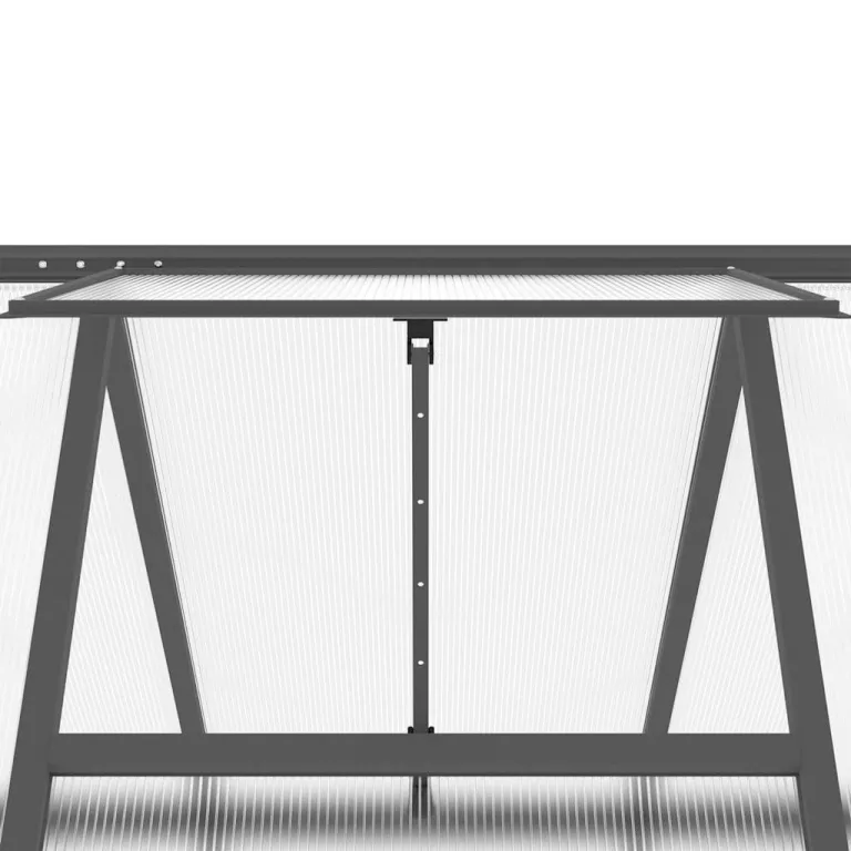 Gewächshaus mit Fundamentrahmen, Anthrazit, 224 x 169 x 195 cm, Aluminium und 4 mm Polycarbonat, UV-beständig, mit Dachrinnen und 5-fach Lüftungsfenster für Garten, Gemüse, Kräuter – Bild 7
