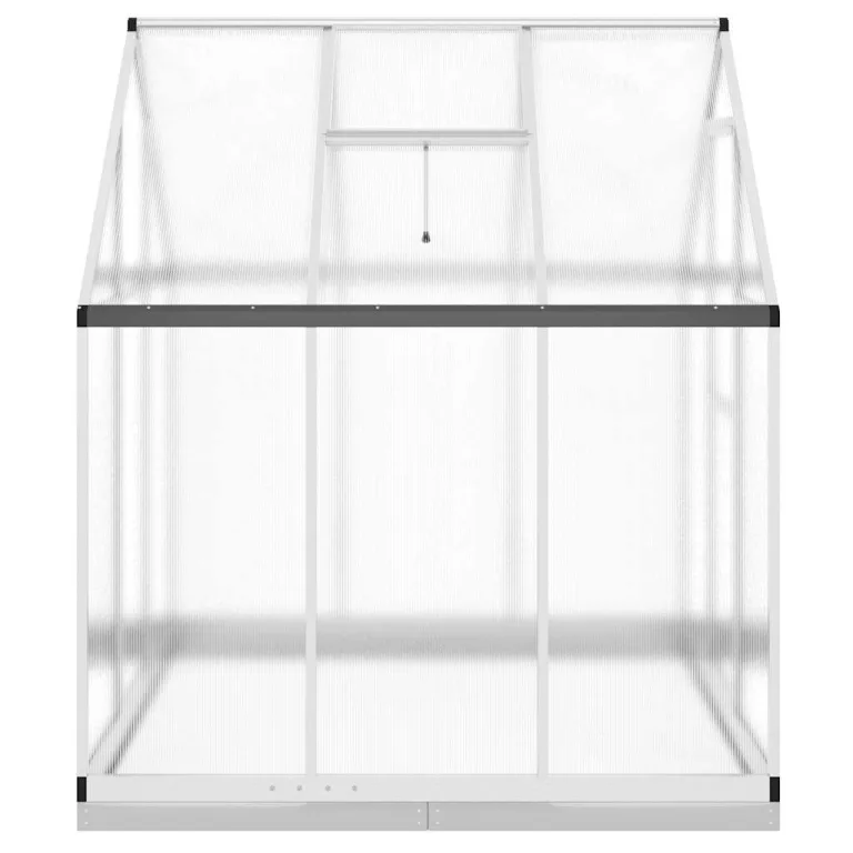 Gewächshaus mit Fundamentrahmen, Aluminium und Polycarbonat, 169 x 169 x 202 cm, 2,86 m², UV-beständig, mit Lüftungsfenster, Regenrinnen, Frostschutz für Garten und Balkon – Bild 3