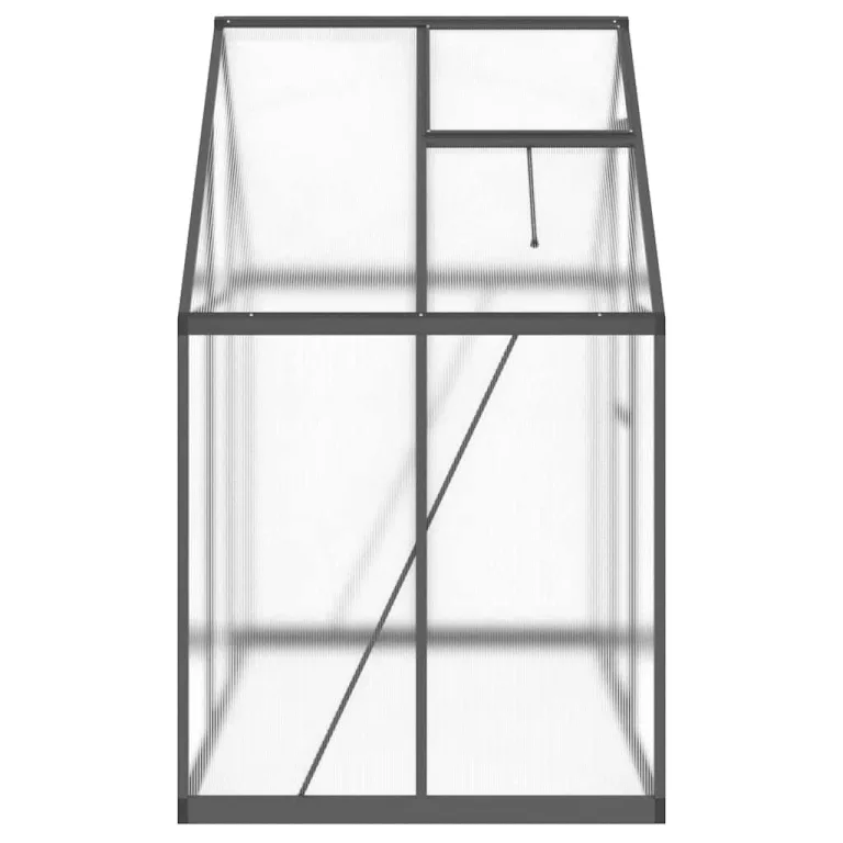 Gewächshaus mit Fundamentrahmen Anthrazit, 169 x 114 x 195 cm Alu, Polycarbonat 4 mm, UV-beständig, mit Dachrinnen, Lüftungsfenster, Flügeltür für Garten, Balkon, Beet – Bild 3