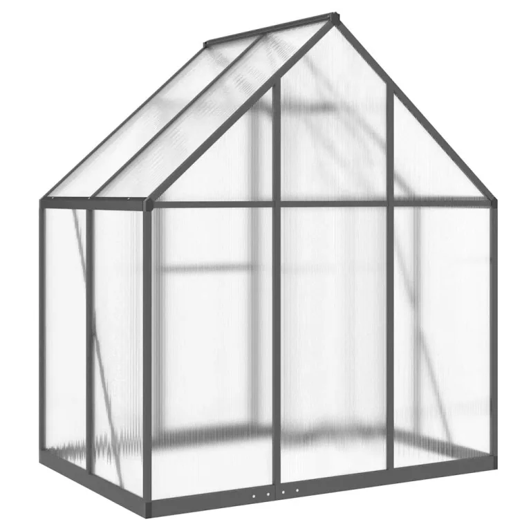 Gewächshaus mit Fundamentrahmen Anthrazit, 169 x 114 x 195 cm Alu, Polycarbonat 4 mm, UV-beständig, mit Dachrinnen, Lüftungsfenster, Flügeltür für Garten, Balkon, Beet – Bild 4