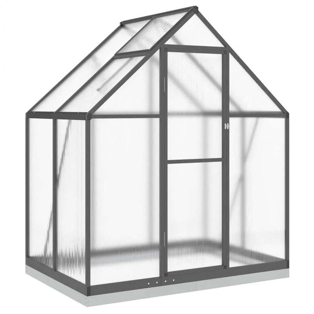 Gewächshaus Alu 169x114x202 cm – witterungsbeständig, mit verzinktem Stahl-Fundamentrahmen und 5-Fach verstellbarem Lüftungsfenster, für Gartenanfänger