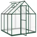 Gewächshaus mit Fundamentrahmen Grün 169x169x195 cm Aluminium Polycarbonat 4 mm UV beständig, Treibhaus für Tomatenhaus Frühbeet Anzucht Überwinterung Frostschutz Garten Balkon Terrasse - Thumbnail 5