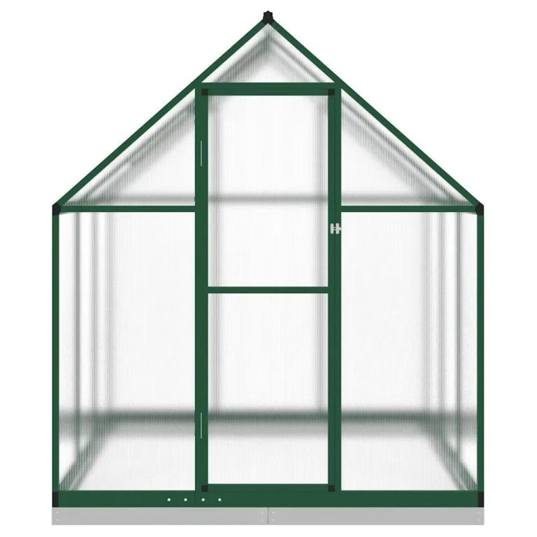 Gewächshaus mit Fundamentrahmen, grün, 169x169x202 cm, Aluminium, 4 mm Polycarbonatplatten, UV-beständig, Lüftungsfenster, Regenrinnen, für Tomatenhaus und Frühbeet im Garten – Bild 2