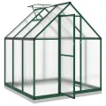 Gewächshaus mit Fundamentrahmen, grün, 169x169x202 cm, Aluminium, 4 mm Polycarbonatplatten, UV-beständig, Lüftungsfenster, Regenrinnen, für Tomatenhaus und Frühbeet im Garten - Thumbnail 5