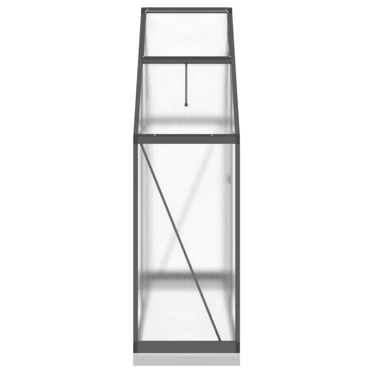 Gewächshaus mit Fundamentrahmen Anthrazit aus Aluminium und Polycarbonat, 169 x 58 x 202 cm, 0,98 m², 4 mm Platten, UV-beständig, Lüftungsfenster, Regenrinnen, Treibhaus für Garten – Bild 3