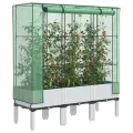 Hochbeet mit Gewächshaus-Aufsatz in Rattan-Optik, 120 x 40 x 140 cm, PP und Eisen, Frühbeet für Garten, Balkon, Terrasse, Indoor und Outdoor, für Kräuter Gemüse Blumen - Thumbnail 1